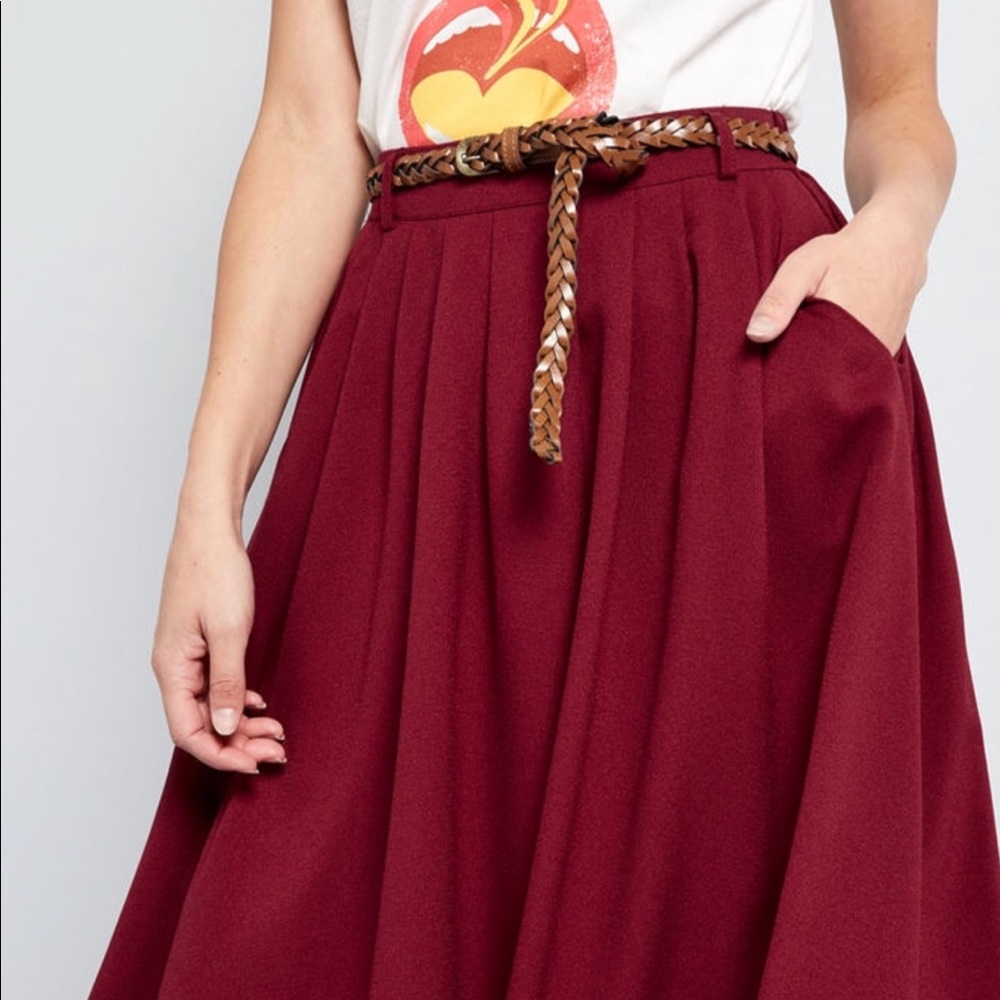 NWOT Tiger Lilies Midi Skirt in Burgundy